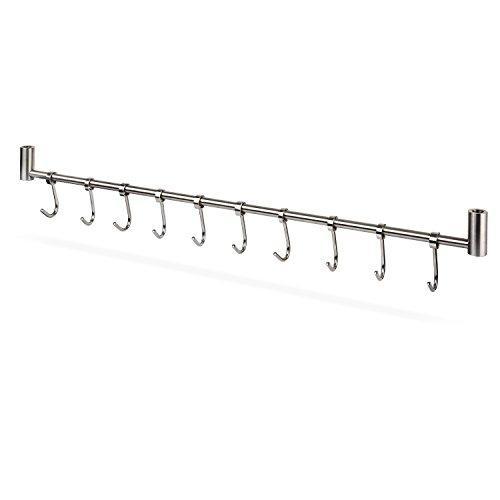 Squelo Kitchen Rail Rack Wall Mounted Utensil Hanging Rack Stainless Steel Hanger Hooks for Kitchen Tools, Pot, Towel