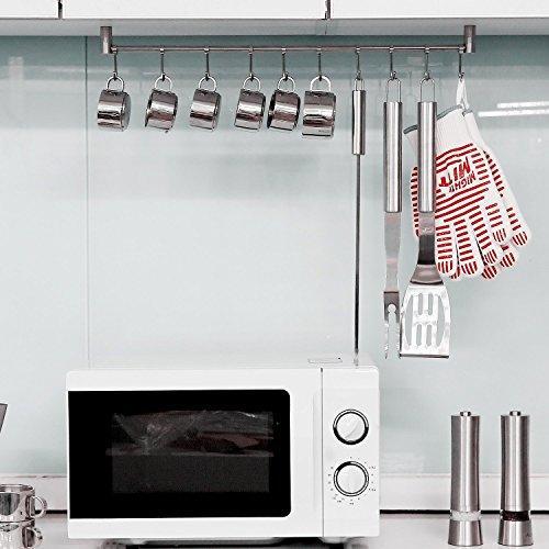 Squelo Kitchen Rail Rack Wall Mounted Utensil Hanging Rack Stainless Steel Hanger Hooks for Kitchen Tools, Pot, Towel
