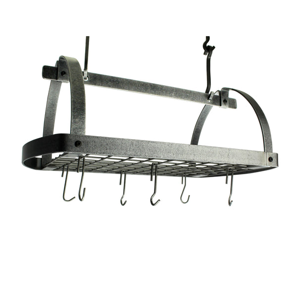 Decor Oval Ceiling Pot Rack w/ 12 Hooks Hammered Steel - Enclume Design Products
