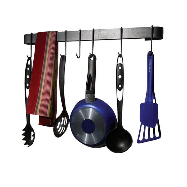 Rack It Up Wall Rack Utensil Bar w/8 Hooks Steel Gray Hammertone