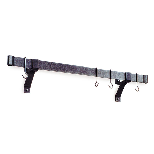 Professional Series Rolled End Bar w 4" Wall Brackets & Hooks