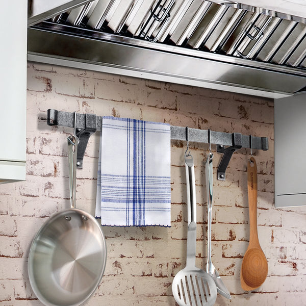 Professional Series Rolled End Bar w 4" Wall Brackets & Hooks