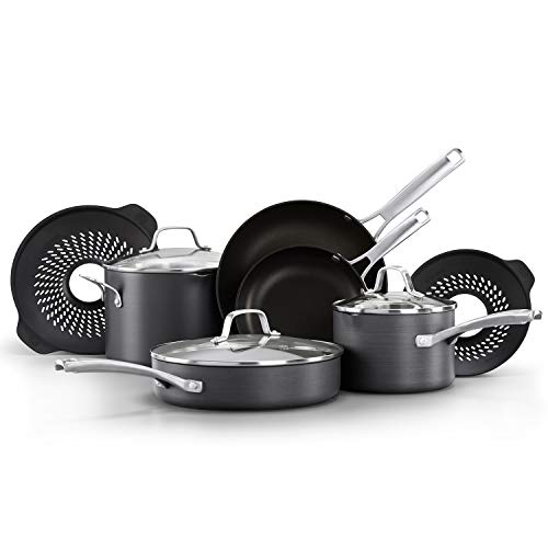 Focus on other tasks when cooking foods like pasta, rice, potatoes, and beans with the Calphalon classic nonstick 10 piece cookware set with no boil-over inserts