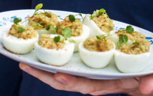 Boiled Eggs with Hummus recipe