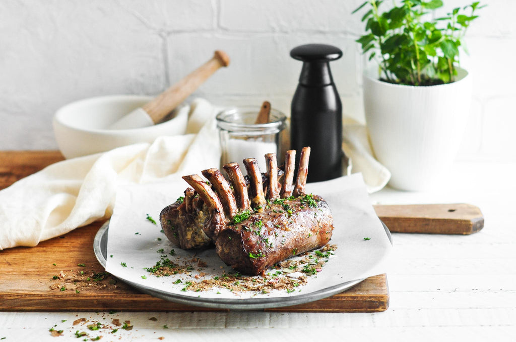 Roast Lamb Racks with Lemon and Garlic