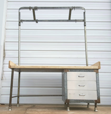 Butcher's Table with Pot Rack