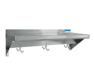 BK Resources Overshelf Wall Mount With Pot Rack, 30"W x 16"D, Stainless Steel