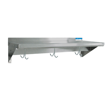 BK Resources Overshelf Wall Mount With Pot Rack, 36"W x 12"D, Stainless Steel