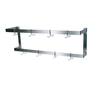 BK Resources Pot Rack Wall Mount, Double Bar, 48"W x 12"D,  Stainless Steel