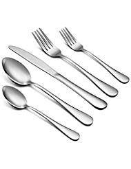 Silverware Set, 40-Piece Flatware Set, E-far Stainless Steel Utensil Set Service for 8, Dinner Knives/Forks/Spoons, Simple & Classic Design, Mirror Finish & Dishwasher Safe