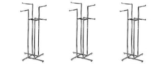 Econoco Clothing Rack – Heavy Duty Chrome 4 Way Rack, Adjustable Height Arms, Square Tubing, Perfect for Clothing Store Display with 4 Straight Arms (3-(Pack))