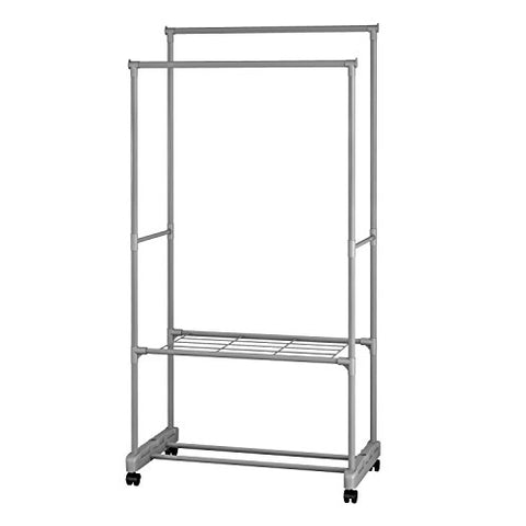 ALEKO SHE62G Portable Garment Clothes Rack Shelves Organizer Wardrobe, 62 Inches Tall Gray