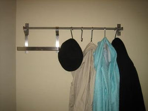 Premium stainless steel Grundtal Rail Towel Utility Purse, Coat, Towel, Clothes Storage Holder Hooks Rack 23.5 inch with 10 hooks .