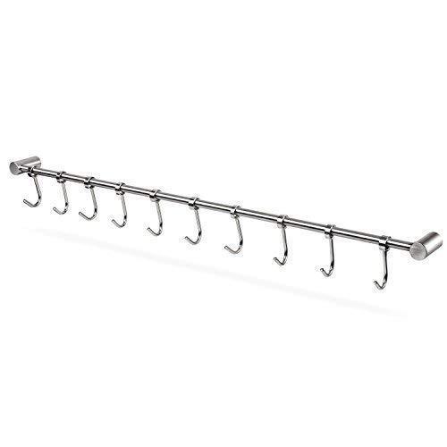 Squelo Kitchen Rail Rack Wall Mounted Utensil Hanging Rack Stainless Steel Hanger Hooks for Kitchen Tools, Pot, Towel