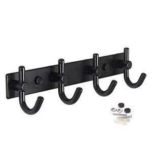 WEBI Coat Rack Wall Mounted,4 Hooks for Hanging Coats,Hook Rack,Coat Hanger Wall Mount for Hats,Towel,Jacket,Backpack,Black