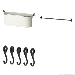 Ikea Fintorp Steel Condiment Kitchen Spice Holder Storage Organizer Cutlery Caddy/Plant Pot along with 31” Kitchen Pot Rack Utensil Storage Organizer and 5 3” Steel Hooks Kitchen Utensil Hanger Pot Pan Holder