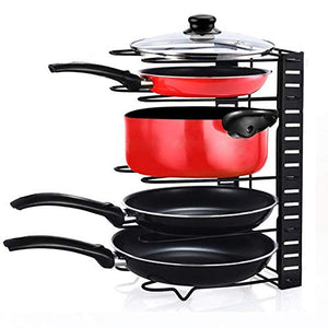 Home-Neat 5 Pans Heavy Duty Cookware Pan Organizer Holder, Pot Lid Rack for Kitchen, Counter, Cabinet, Pantry Storage Solution