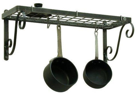 Enclume Decor Bookshelf Wall Pot Rack, Hammered Steel