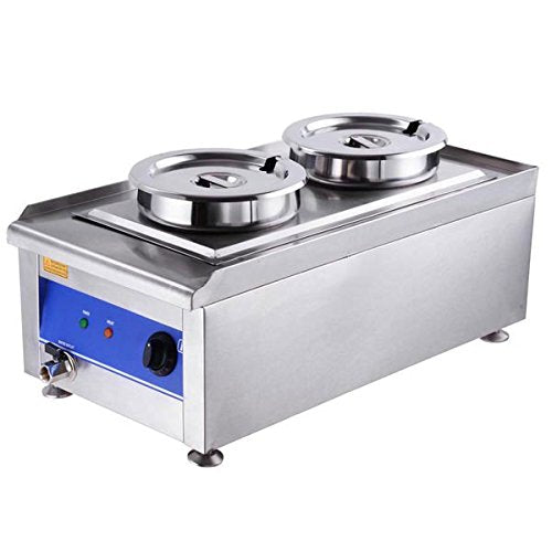 Dual Countertop Food Warmer Steam Table w/ 2x 7 Qt. Pots