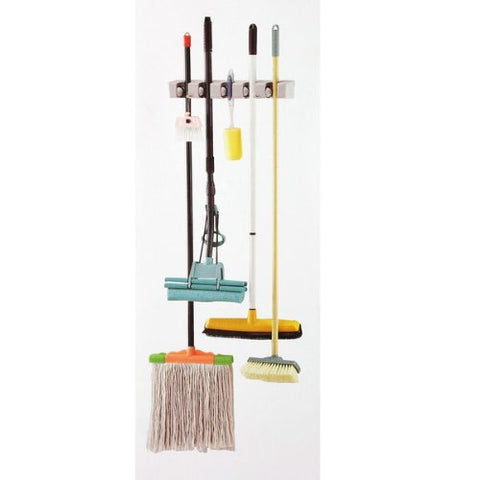 Wall Mounted 5 Position Mop Broom Holder Tool Wall Organizer Rack