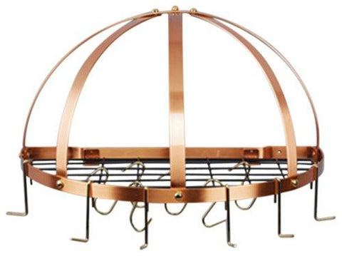 22 1/2 X 11 1/4 X 11 1/2 Satin Copper Pot Rack W/Grid & 12 Hooks