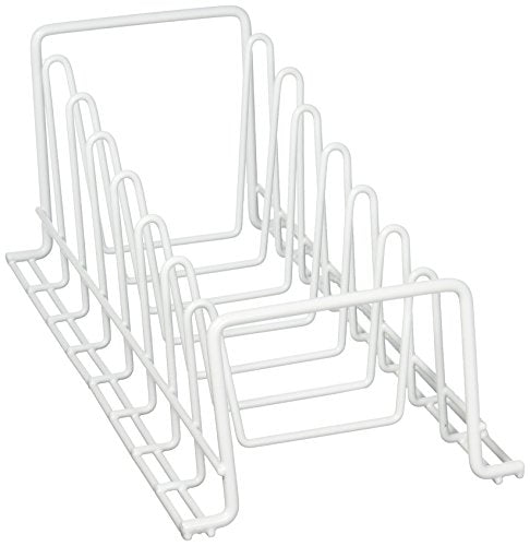 Organize It All Vinyl Coated Kitchen Wire Lid Plate Rack - White