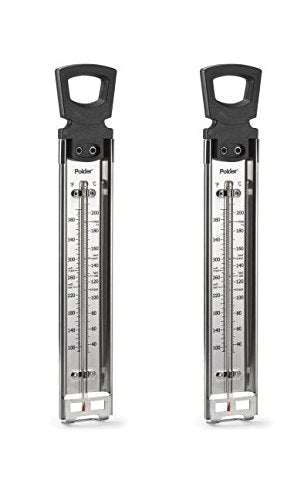 Polder Candy/Jelly/Deep Fry Thermometer, Stainless Steel, with Pot Clip Attachment and Quick Reference Temperature Guide