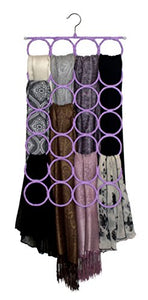 Scarf & Tie Hanger, Closet Organizer, The No Snags Best Space Saving Hanger for Scarves, Pashminas, Infinity Scarves & Accessories (1-Light Purple)