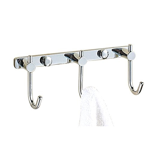 3 Hooks Rack Kitchen Wall Hanging Cookware Rack, Wall Mount Rail, Utensil Storage Organizer Rcks, Neatly Organizes, Stainless Steel, Polished Chrome