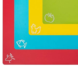 STGA Flexible Board Grade Plastic Kitchen Cutting Mat with Food Icons, Set of 4, 15''×12'' Multicolor
