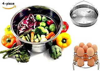 RuiSang Steamer Basket Set- Instant Pot Accessories-Stackable Egg Rack Trivet, Vegetable Steamer Basket, Bowl Plate Dish Clip Clamp - For 5 6 8 Quart Pressure Cooker Instapot Accessory