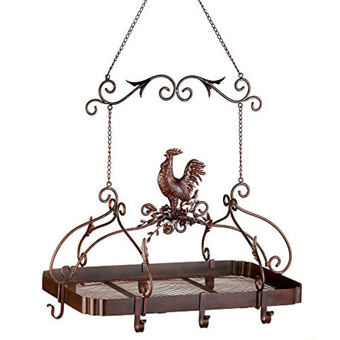 Malibu Creations 57070373 12657 Country Rooster Kitchen Rack, 34", Brown