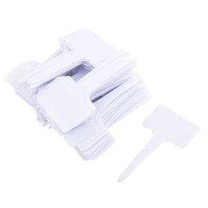 uxcell Plastic Outdoor Garden T Shaped Plant Seed Tag Label Marker Sign 100pcs White