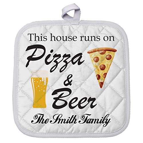 Personalized Custom Text Pizza and Beer Polyester Pot Holder Trivets