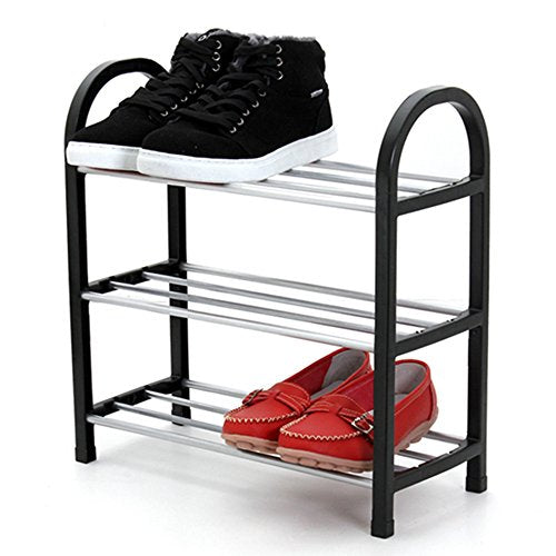 FKUO Shoes shelf Easy Assembled Light Plastic 3 Tier Shoe Rack Shelf Storage Organizer Stand Holder Keep Room Neat Door Space Saving