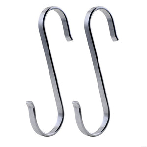 TITECOUGO 2 PCS Quality 304 Stainless Steel Universal S Shaped Hanging Hooks Kitchen Spoon Pan Pot Hanging Hooks Hangers Multiple Uses (XL-Model 2)