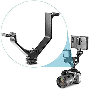 Neewer Aluminium Alloy 5"/12.5cm V-Shape Triple 3 Universal Cold Shoe Mount Bracket for Nikon Canon Sony Pentax DSLR Camera or Camcorder Accessory Such as LED Video Light,Microphone,Monitor,Flash