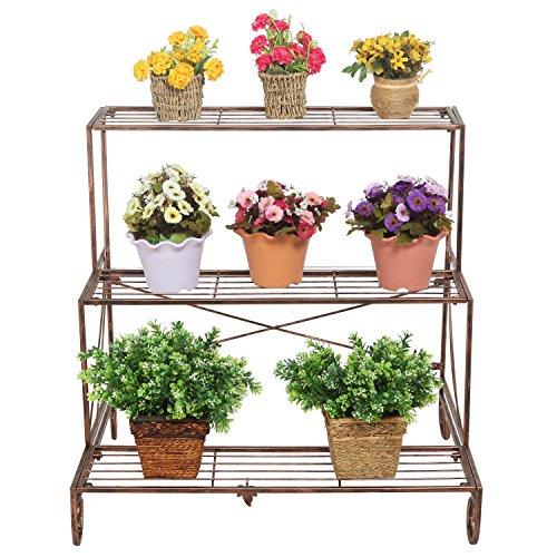 3 Tier Decorative Bronze Metal Plant Stand/Planter Holder/Multi Planter Flower Pot Racks - MyGift