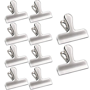 ESFUN Chip Bag Clip Set of 10 Stainless Steel Chip Clips,Strong & Large Metal Food Bag Sealing Clip for Air Tight Seal Grip on Coffee/Bread/Snack/Pet Food Bags,Kitchen Home Usage