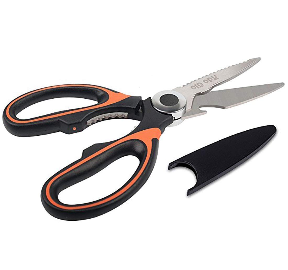 Ado Glo Kitchen Scissors - Heavy Duty Kitchen Shears for Meat Poultry Herb Vegetables - Multi Purpose Scissors