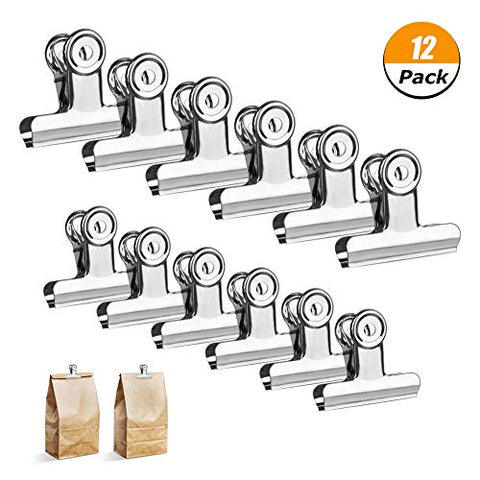 Havenport 12 Pack Chip Clips Bag Clips Food Clips - Heavy Duty Clips, All-Purpose Air Tight Seal Good Grip Clips Cubicle Hooks for Home Office Supplies (Silver)