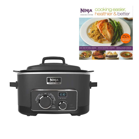 Ninja 6 Quart 3-In-1 Slow Cooker with Recipe Book (Renewed)