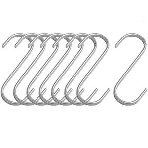 GooGou 304 Stainless Steel Flat S Hooks Utility S Shaped Hanging Hooks for Butcher Meats, Organizing Utensils, Pots and Pans, Jewelry, Belts, Closets 8 Pack (78mm)