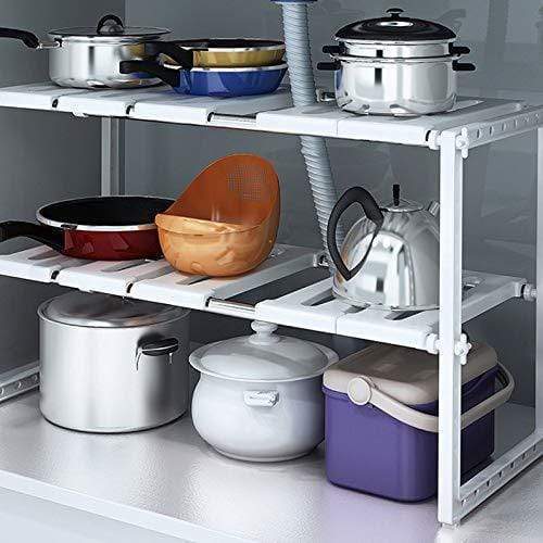 CHX Stainless Steel Retractable Under Sink Storage Shelf Shelf Kitchen Rack Cabinet Storage Rack Pot Rack Dish Rack CHXSF