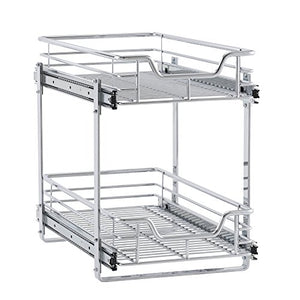 Household Essentials C21221-1 Glidez 2-Tier Sliding Cabinet Organizer, 11.5" Wide, Chrome