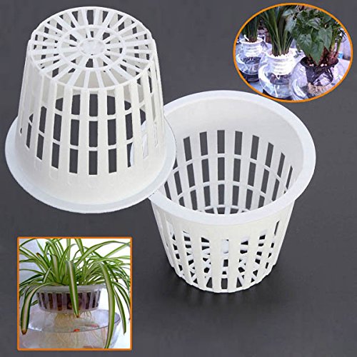 Bargain World 10pcs White Plastic Hydroponic Planting Mesh Net Pot Baskets Garden Plant Grow Cup