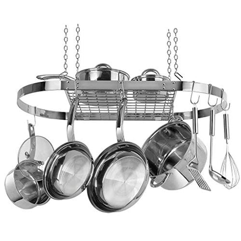 Range Kleen CW6001 Stainless Steel Hanging Oval Pot Rack 1.5 Inch H by 33 Inch W by 17 Inch D