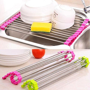 Dish Rack, Windspeed Over the Sink Multipurpose Roll-Up Dish Drying Rack (Rose)