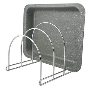 Steel Adjustable Organizer Rack, Cutting Board Rack, Bake Ware Rack, Pot Lid Holder, 3 Compartments