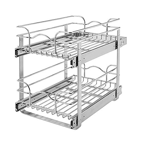 Rev-A-Shelf 5WB2-2122-CR 2-Tier 21-Inch Wire Basket Pull Out Cabinet Organizer, Chrome